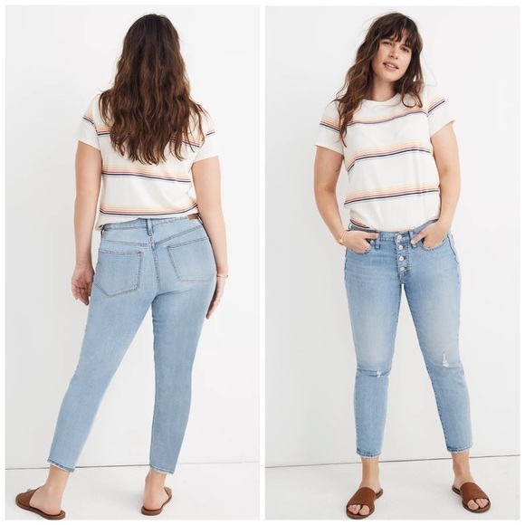 Madewell 9” High-Rise Skinny Crop Jeans Button Front Asbury Wash Size 31 - Picture 1 of 14